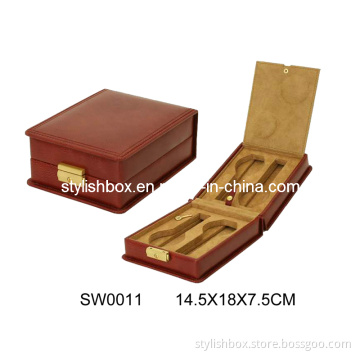 Portable Brown PU Wach Box with 4 Slots (SW0011)